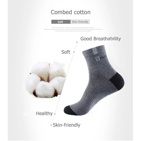 5 par bambufiber Höst Vinter Herrstrumpor Andas bomull Sportstrumpa Andas Deodorant Business Strumpor Plus storlek 38-47 A 5 Par Svart EUR 38-42