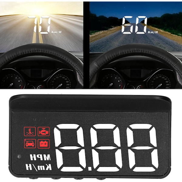Bil OBD2 HUD Head Up Display Vindruta Projektor Flerfunktionsmätare Larm Trötthet Körpåminnelse