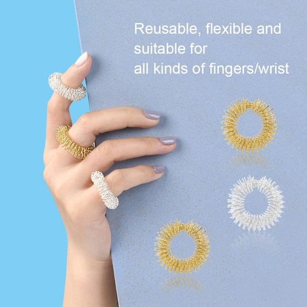 Akupressurring til Fingermassage, Stressaflastende Værktøj til Voksne & Børn, 5 stk 6