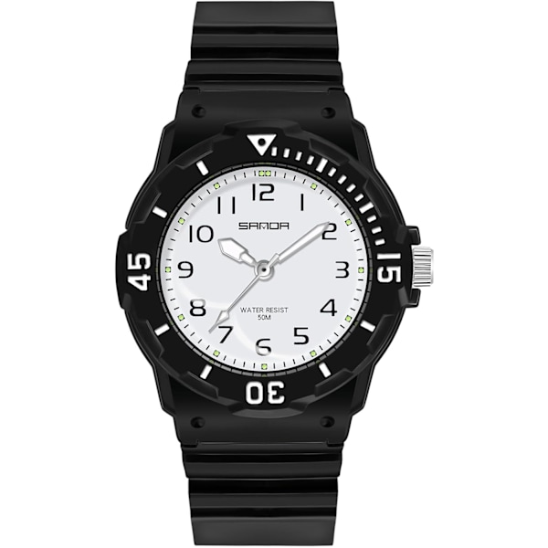 Ur til mænd og kvinder Luminous Analog Ur Simpel Fritidsur Mode Resin Ur 50m Vandafvisende Armbåndsur Sort Grøn A Damer Black white A The lady
