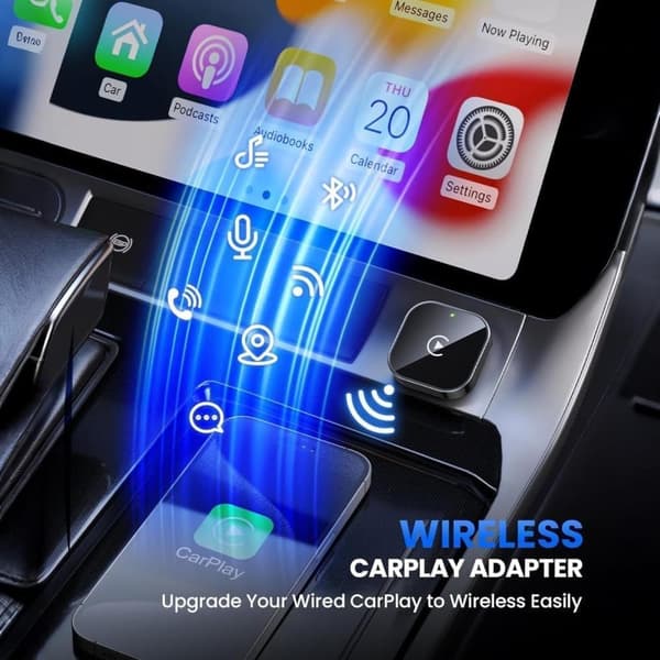 Mini trådløs CarPlay- og Android Auto-adapter, Plug & Play trådløs CarPlay-adapter