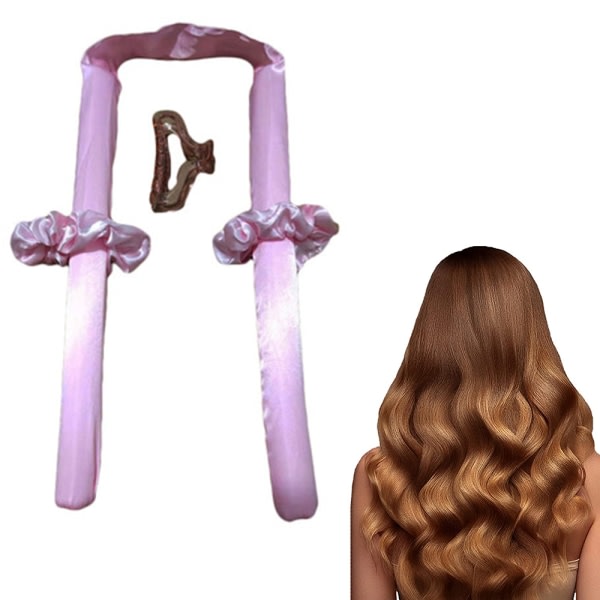 CQBB Värmefria hårrullar för långt hår, inga värmesilkesrullar Pannband-rosa