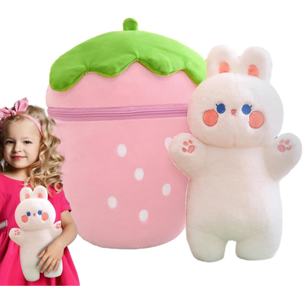 Kawaii mansikkapupu pehmo u2013 käännettävä porkkanatyyny, jänis, pehmolelu pojille ja tytöille Rosa kanin