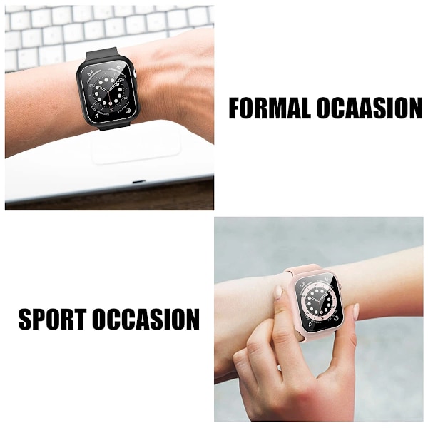 Härdat glas+ cover för Apple Watch Case 45mm 41mm 44mm 40mm 42mm Skärmskydd Apple Watch Tillbehör serie 9 4 5 6 SE 7 8 White 3 Series 7-8-9 41mm