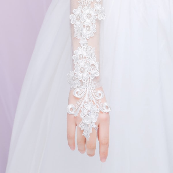 SQBB Kvinnor Flickor Sommar UV-säkra handskar Mesh Spets Blommig Enfärgad Fingerless vantar med ögla för bröllopsoperafest