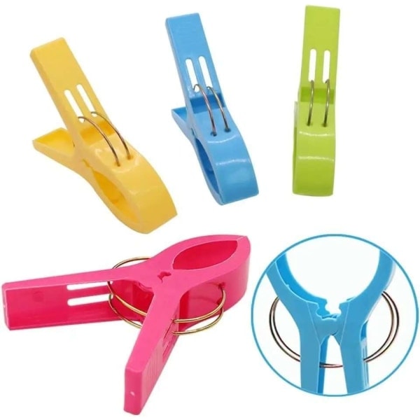 12 stk Store Tøjklemmer - Håndklædeklemmer - Strandhåndklædeklemmer Multicolor