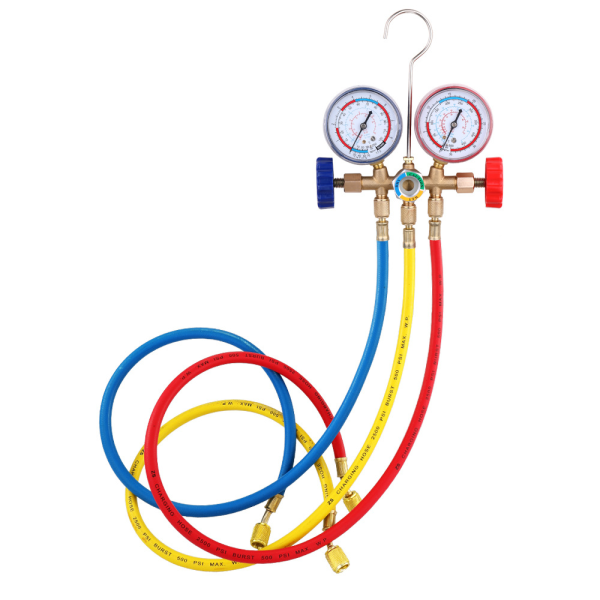 SQBB Set for kjølemiddelmanifold Aircondition verktøy med slange og krok for R12 R22 R404a R134a