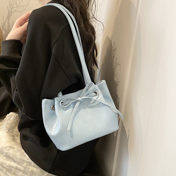 Underarm Stylish Bag Female 2024 New High Sense Niche Bucket Bag Trend Western Style All-Matching Textured One-Shoulder Bag Blue