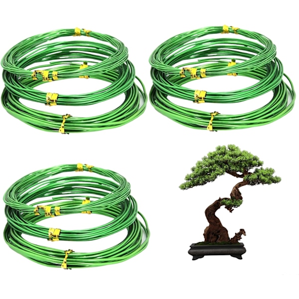 9 rullaa Bonsai-lankaa DIY, alumiinilankaa 3-kokoa (1,0 mm, 1,5 mm, 2,0 mm), kukin 16,4 jalkaa pitkä ruostumaton bonsai-työkalu ulkoilmaelämään