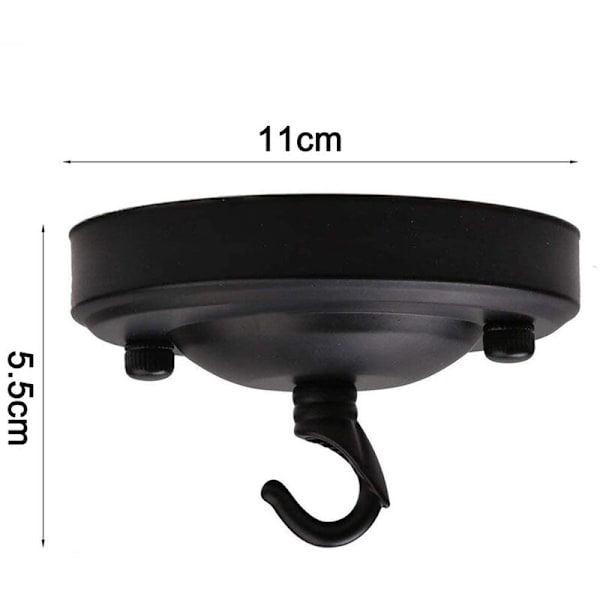 Lamp skärm kit, retro taklampa takplatta med krok, svart, utan ljuskälla, lämplig för vardagsrum, sovrum,