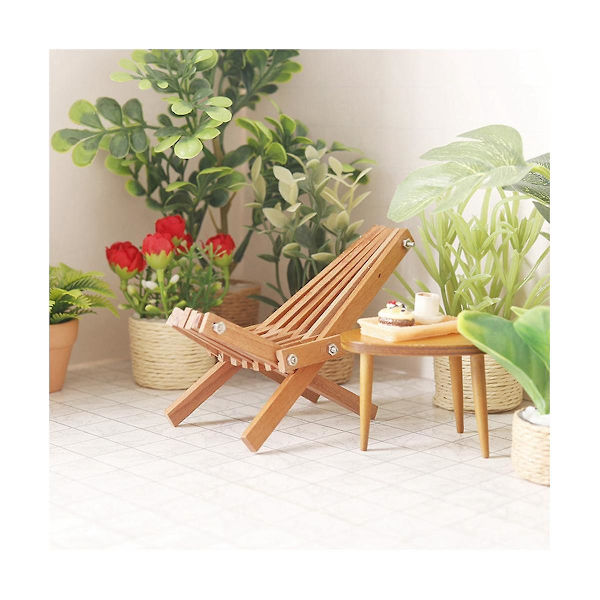 1/12 Fällbar Däckstol Lounge Däckstol Modell Mini Möbler Tillbehör