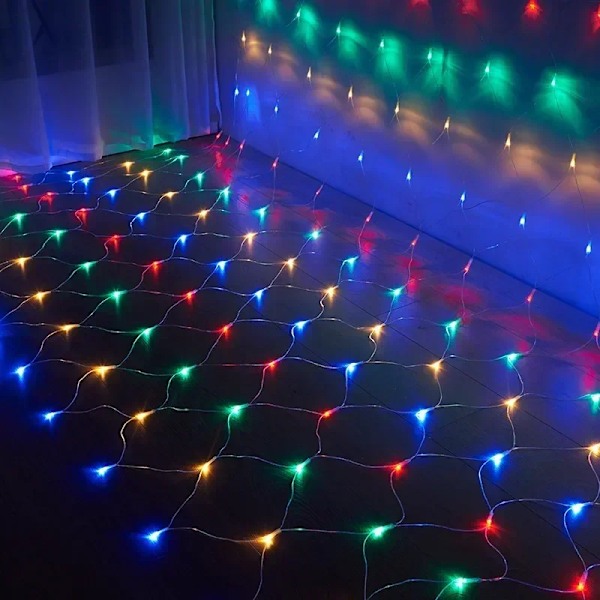 2Mx2M 4Mx6M LED udendørs fiskenet Gardin Mesh Fairy Lights Havedekoration nytår udendørs gade Garland julebelysning Multicolor