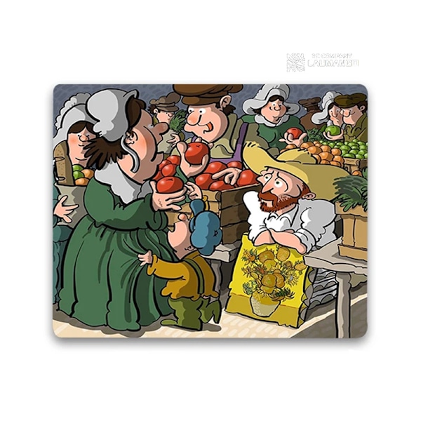 Liten musmatta tecknad Van Gogh Illustration PC Gamer-skåp Tangentbord Skrivbordsmatta Datorspelstillbehör Musmatta Animemattor ZY003231 20x25cm