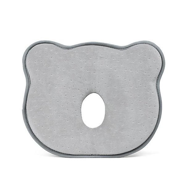 Babykudde 3D minnesskum - Spädbarnskudde för att förhindra platt huvud - Toddler Sleep Head Support Pillow för bilbarnstol och barnvagn (Grå)