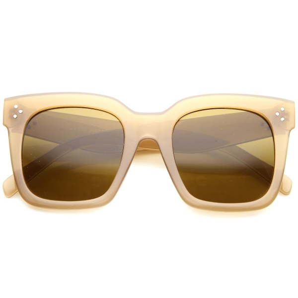 Djärv Oversize tonade platt lins fyrkantiga hornbågade solglasögon 51mm