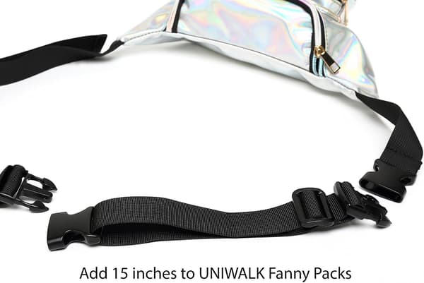 Fanny Pack Bælteforlænger Justerbar Elastisk Rem til Taljeposer, 2 Pak (Sort) Extender Belt