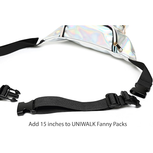 Fanny Pack Bältesförlängare Justerbar Elastisk Rem för Holografisk Väska, 2-pack (Svart) Extender Belt