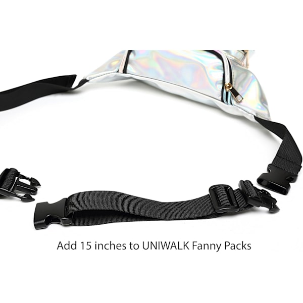 Fanny Pack Belteforlenger Justerbar Elastisk Stropp for Midjevesker, 2-pakning (Svart) Extender Belt