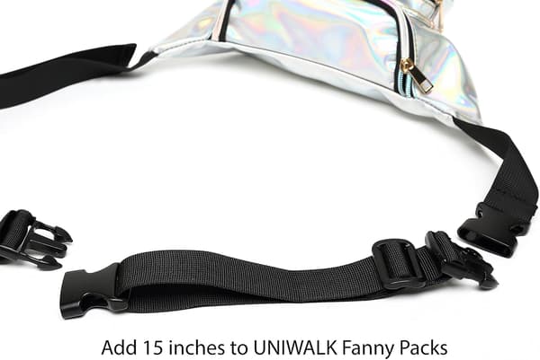 Fanny Pack -vyön pidennys, säädettävä elastinen hihna vyölaukuille, 2 kpl (musta) Extender Belt