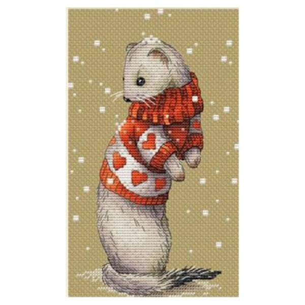 Söt tecknad tröja djurserie kanin korsstygnskit 18Ct 14Ct 11Ct handbroderi materialset ljusgrå 14CT pärla utan tryck