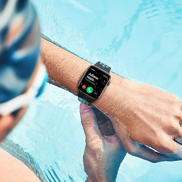 SQBB Apple Watch -armband som andas i mjuk silikon, mörkgrå cyan