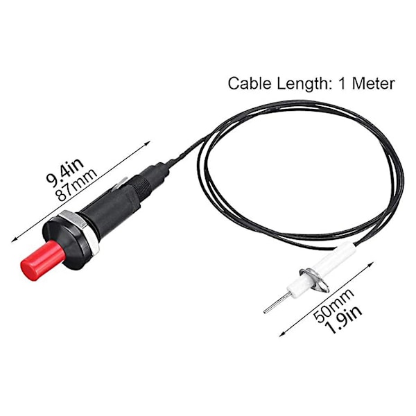 Piezo gnistset med kabel, lång tryckknapp, kökständare, tändare