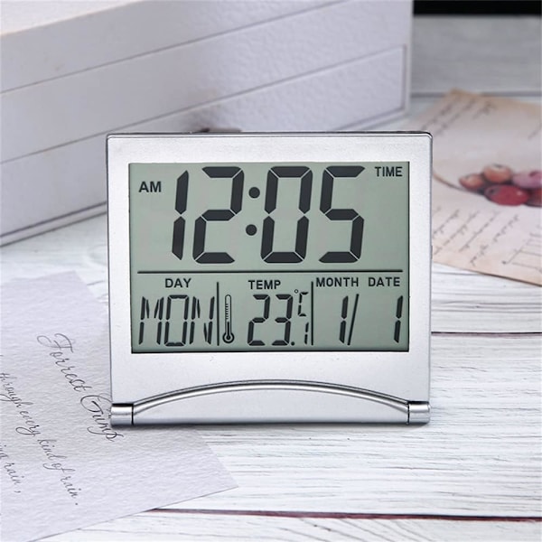 Silver digital väckarklocka Desktop Temperatur LCD-skärm