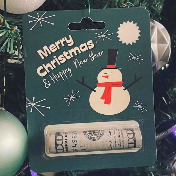 Sjov Julepengeholder Ornament, Træpengeholder til Træpynt, Sæt C C