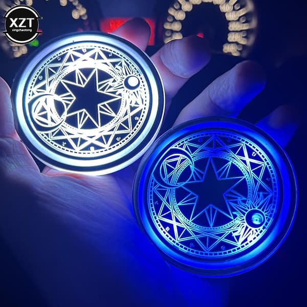 2 stk. Universal Lysende Bil Kopholder Undermåtte 13 Farver USB Opladning LED Bil Interiør Dekoration Atmosfære Lys Undermåtte| | E-max E