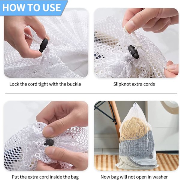 2-pack extra stor tvättpåse i mesh, 31,4 x 35,4 tum
