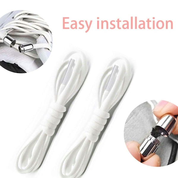2 Par - Knytfritt Elastiskt Skosnöre - One size - 2 par Svarta