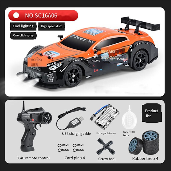 Ae86 1:16 Racing Driftbil med Fjärrkontroll Leksaker Rc Bil Drift Høyhastighetsløp Spray 4wd 2,4g Elektrisk Sportsbil Gaver [DB]