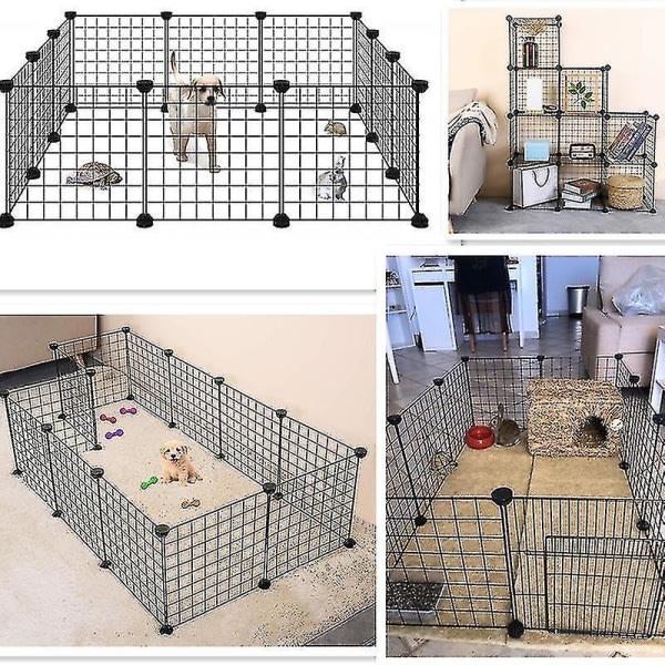 CQBB 6st;Svart utan dörr Vikbar Pet Lekhage Järn Stängsel Valp
