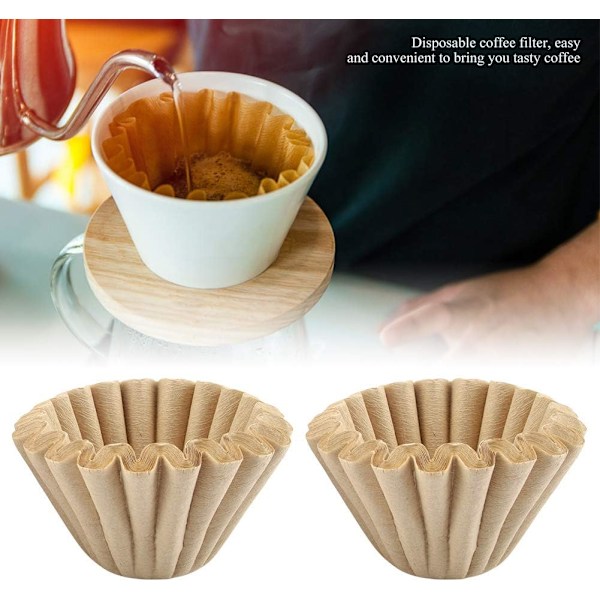 Kaffefilter, 50 stk. Engangs træfiber kaffefilter erstatter kop (serverer 1-4 personer) Serverar 1-4 personer