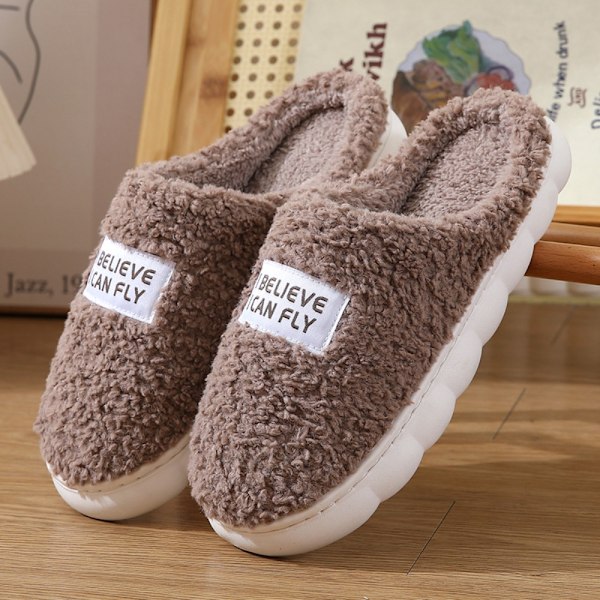 Fuffy Fur Tofflor Plysch Flat Tofflor BRUN 44-45 Brown