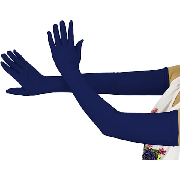 20,1 tum långa stretchspandexoperahandskar, över armbågen (svart) Navy Large