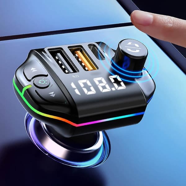 Bil Bluetooth-kompatibel 5.0 Trådlös Mp3-spelare Handsfree Audio Receiver Ambient Light Fm Transmitter Type-c 3.1a Quick