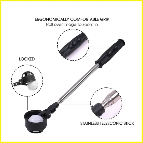 Golf Ball Retriever Teleskopisk,rostfri Teleskopisk Utdragbar Golf Ball Pick Up Retriever För Vatten,golftillbehör för män