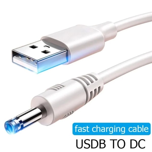 USB til DC 3,5 mm Power Jack-stik 5V Oplader Power 3,5*1,35 mm Universal Til HUB Mini Fan Router Højttaler MP3/MP4 hvid 1m