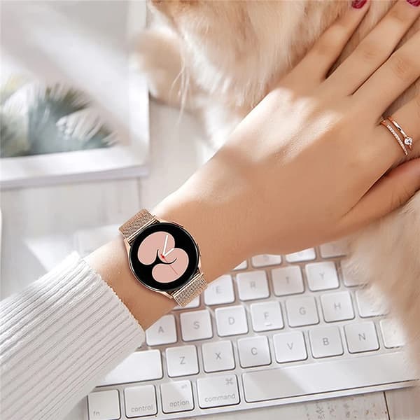 kompatibel med Samsung Galaxy Klokke 4 5 6 Rem Fall 40Mm 44Mm Mesh Loop Rustfritt Stål Stropp Bling Fall   gull sett watch6 40mm