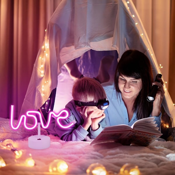 Love Neonskylt, LED Nattlampa för Sovrumsinredning, USB/Batteridriven Love