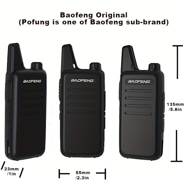 2st Baofeng VT-C2 UHF Vandring Mini Walkie Talkie 2 Watt Mini Walkie Talkie till julklapp Svart