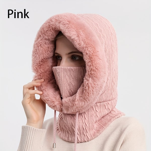 Kvindernes vinter udendørs hætte maske, koldtæt cover hyggelig varm hue Skin Red