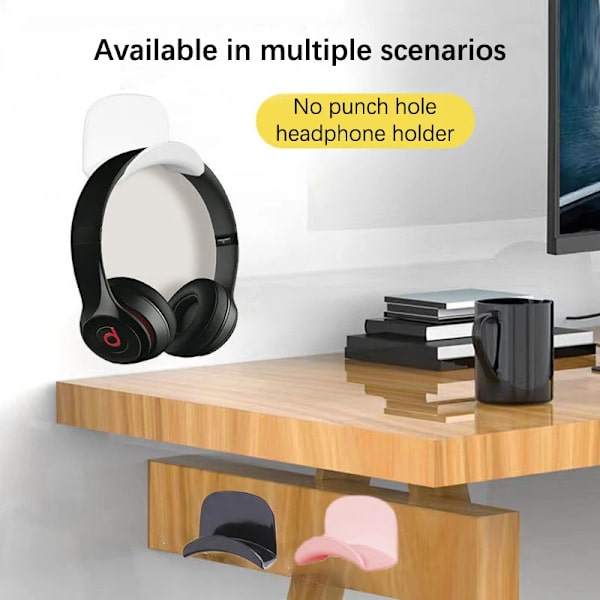 Punch-Fri Huvudmonterad Hörlurad Fäste Lagring Hook Dormitory Väggmonterad Dator Headset Hållare Öronvisning Stativ White
