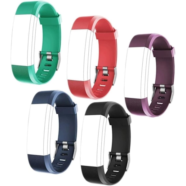 5 stk/sett justerbare ID115Plus HR Smartband-stropper for fitness smartklokke (svart, rød, blå, grønn, lilla) - reservedeler for forbrukerelektronikk