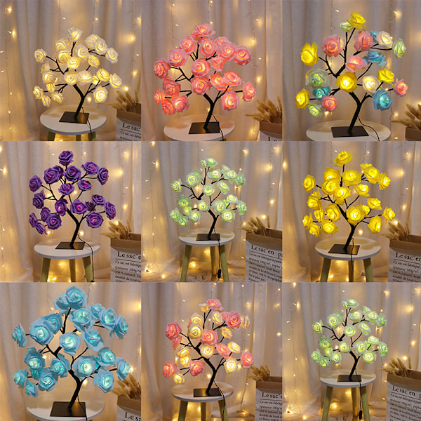 LED Bordslampa Lampor Rose Flower Tree USB Nattlampor Hem De C C one size