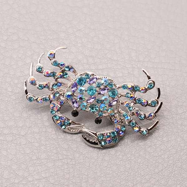 Rhinestone Vacker Krabba Brosch Emalj Brosch Pin Smycken