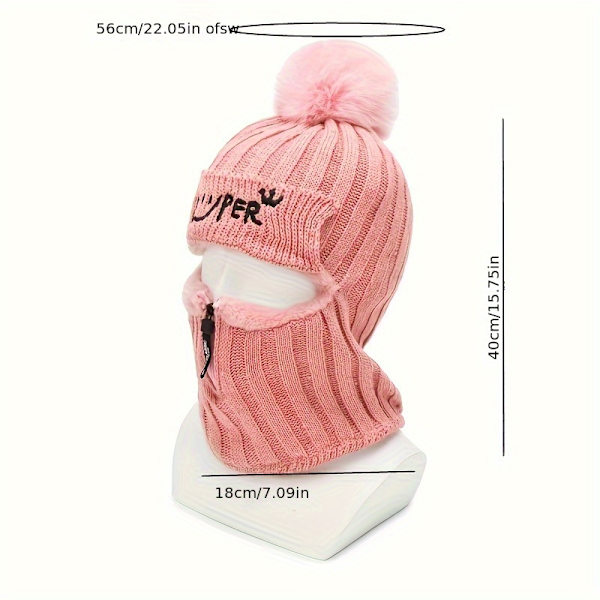 1:a varma halsdamask balaclava, skidcykel halv ansiktsmask värmare vintersport hattar för kvinnor och flickor dragkedja beige en storlek passar alla
