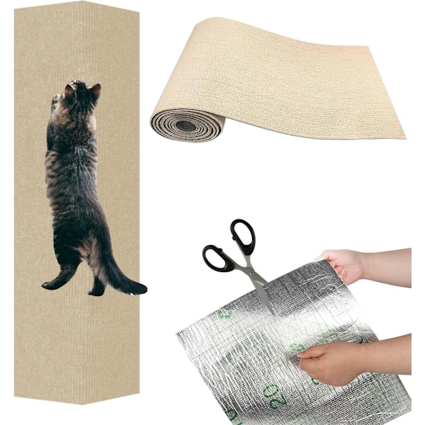 Katt-ripesmatte Selvklebende, Ripesikring for Sofa, Vegg & Dør (Khaki, 30x100cm)