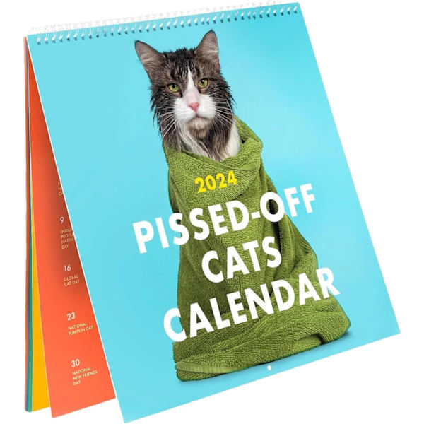 Arg Cat Kalender 2024, Rolig Väggkalender för Kattälskare (1st) pc